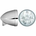 In Pro Car Wear 7 in. Flamed Headlight Bucket, Chrome with T70100 ICE DC Headlamp HB74010-1